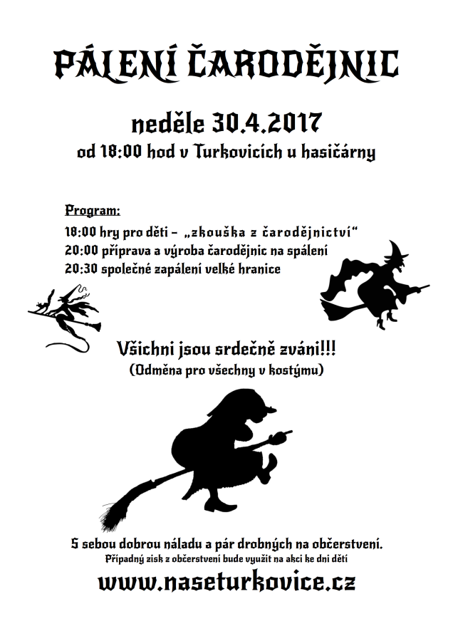 Pozvánka pálení čarodějnic 2017